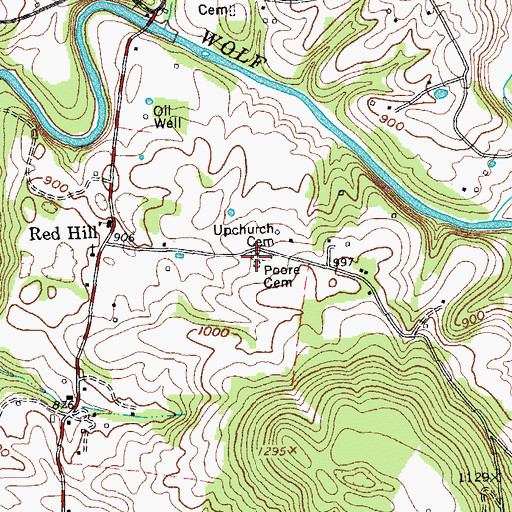 Topographic Map of Poore Cemetery, TN
