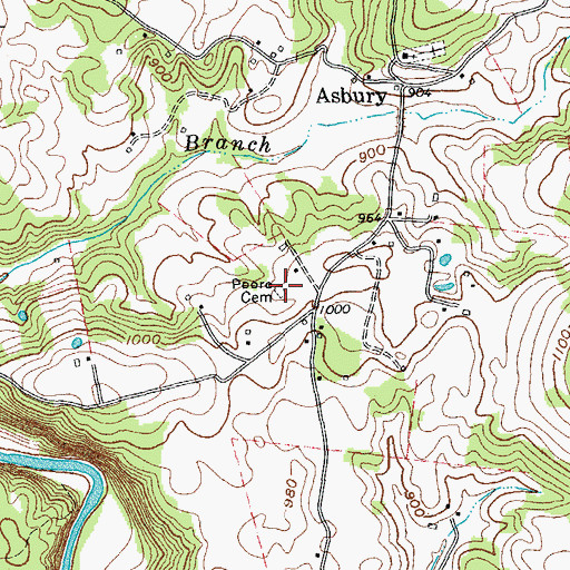 Topographic Map of Poore Cemetery, TN