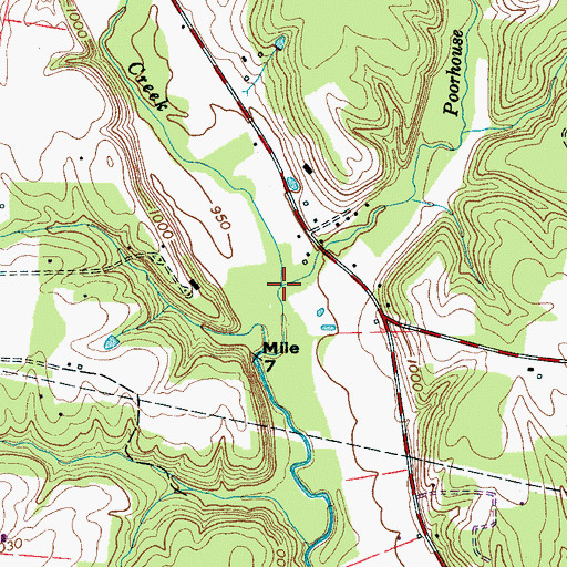 Topographic Map of Poorhouse Creek, TN