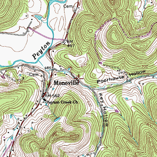 Topographic Map of Poorhouse Hollow, TN