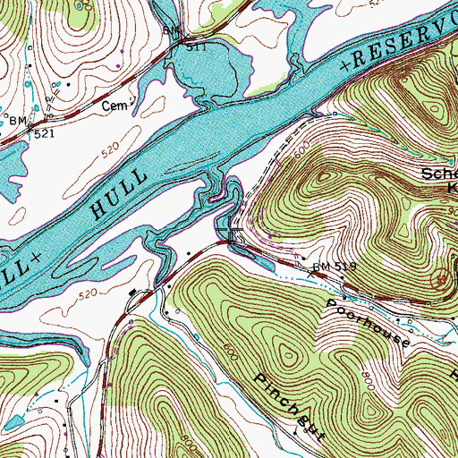 Topographic Map of Poorhouse Hollow, TN