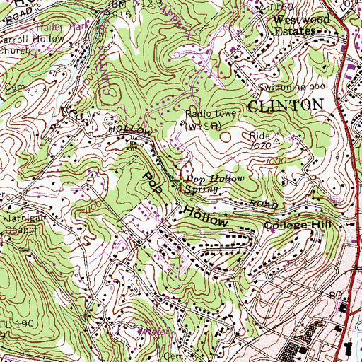 Topographic Map of Pop Hollow Spring, TN
