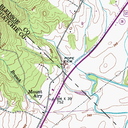 Topographic Map of Pope Cemetery, TN
