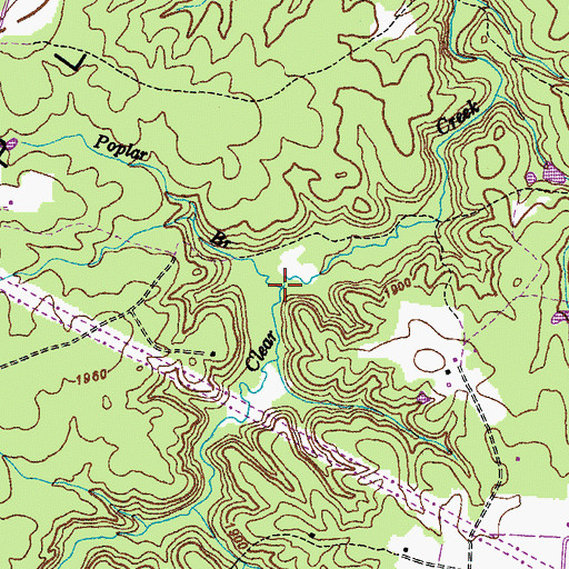 Topographic Map of Poplar Branch, TN