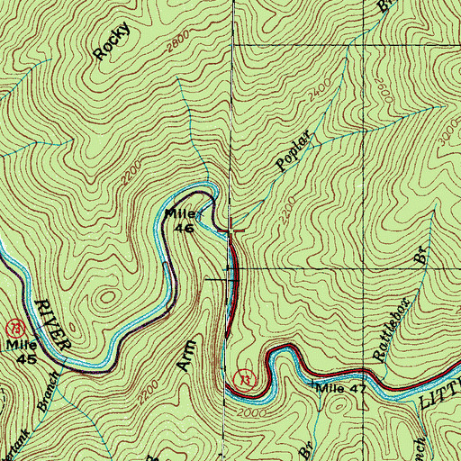 Topographic Map of Poplar Branch, TN