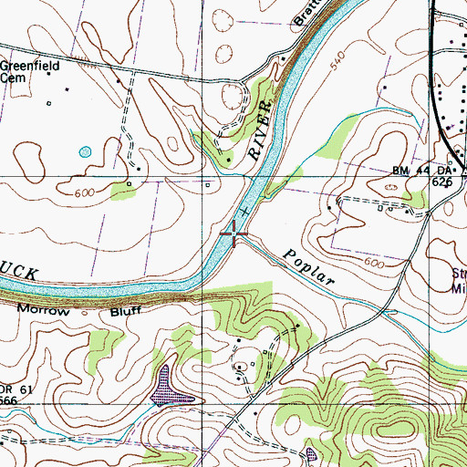 Topographic Map of Poplar Creek, TN