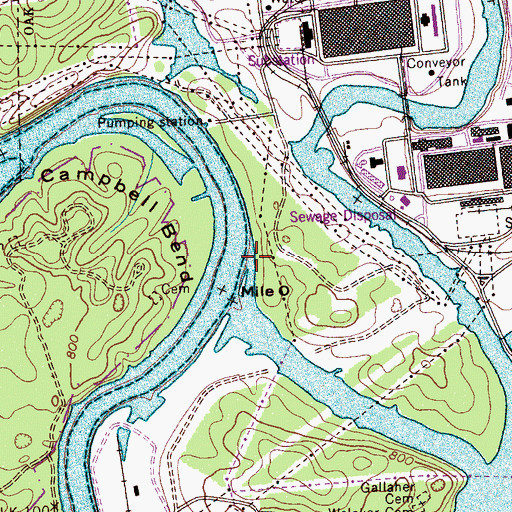 Topographic Map of Poplar Creek, TN