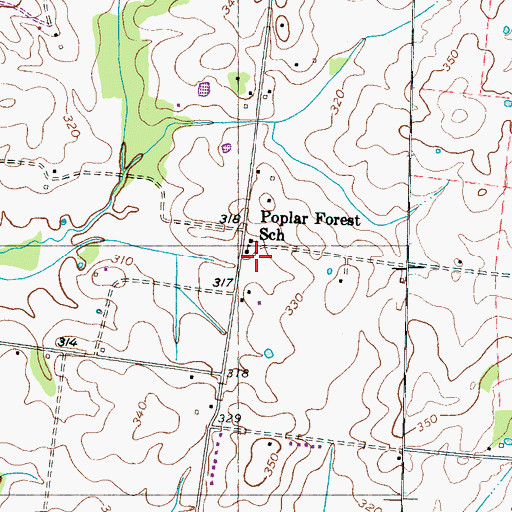 Topographic Map of Poplar Forest School, TN