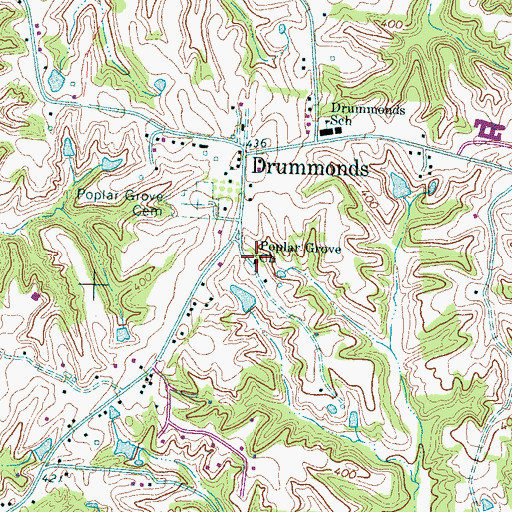 Topographic Map of Poplar Grove Church, TN