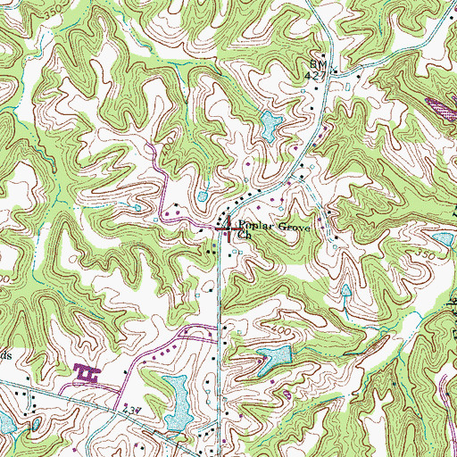 Topographic Map of Poplar Grove Church, TN