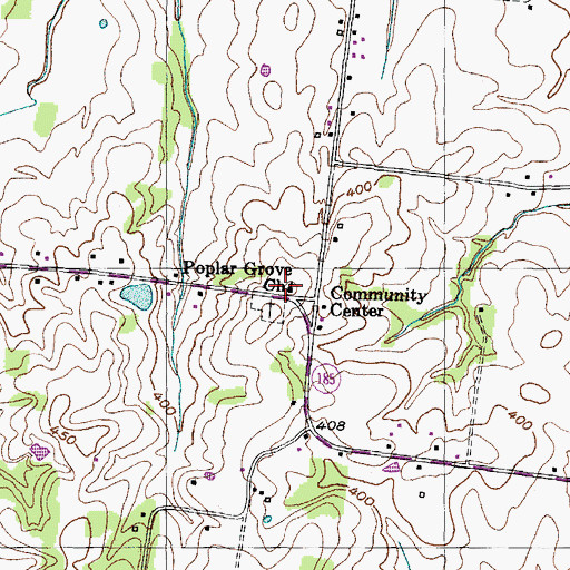 Topographic Map of Poplar Grove Church, TN