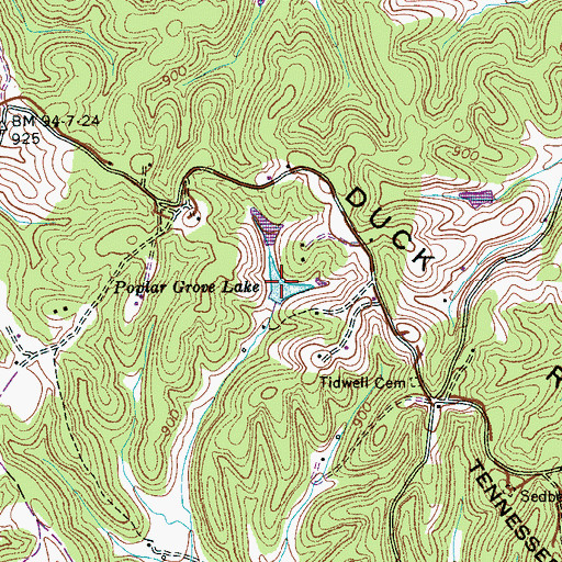 Topographic Map of Poplar Grove Lake, TN