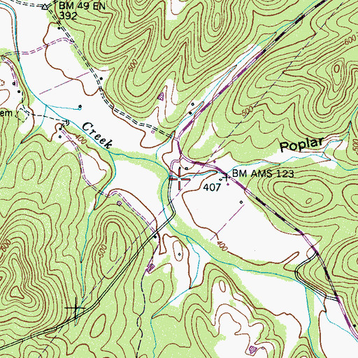 Topographic Map of Poplar Hollow, TN