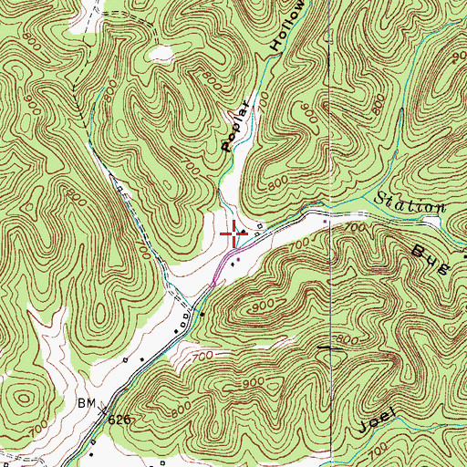 Topographic Map of Poplar Hollow, TN