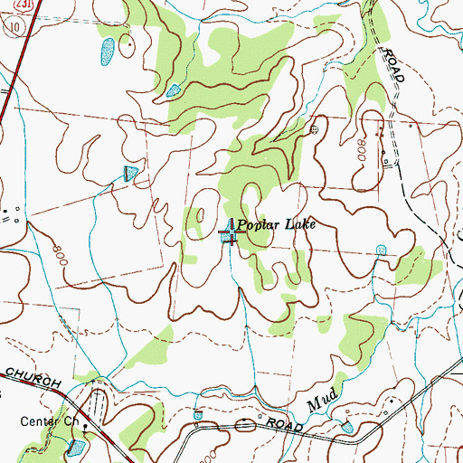 Topographic Map of Poplar Lake, TN