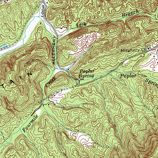 Topographic Map of Poplar Spring, TN