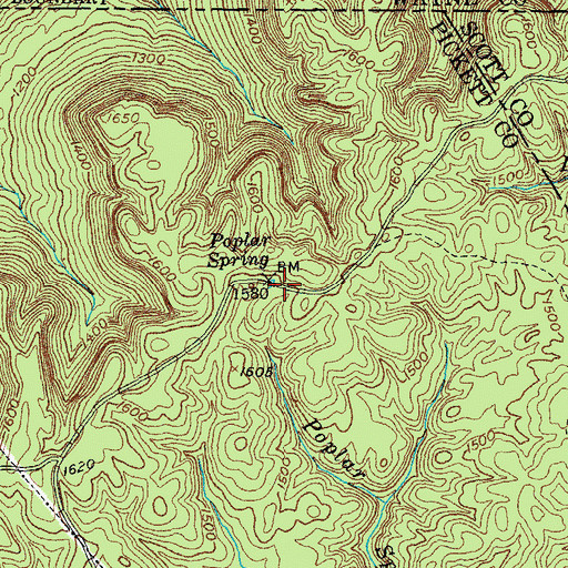 Topographic Map of Poplar Spring, TN