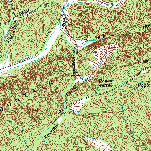 Topographic Map of Poplar Spring Branch, TN