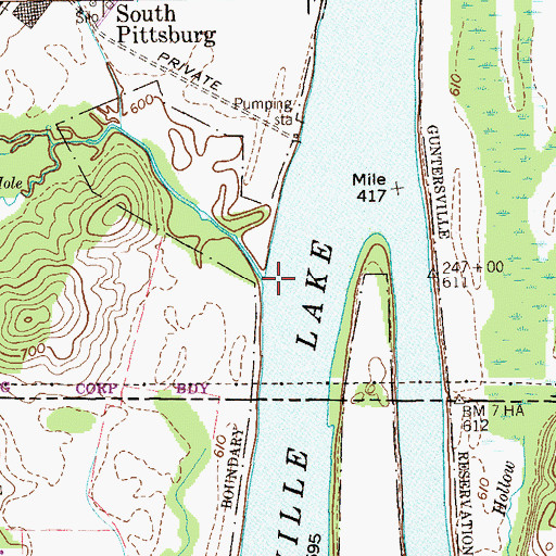 Topographic Map of Poplar Spring Branch, TN