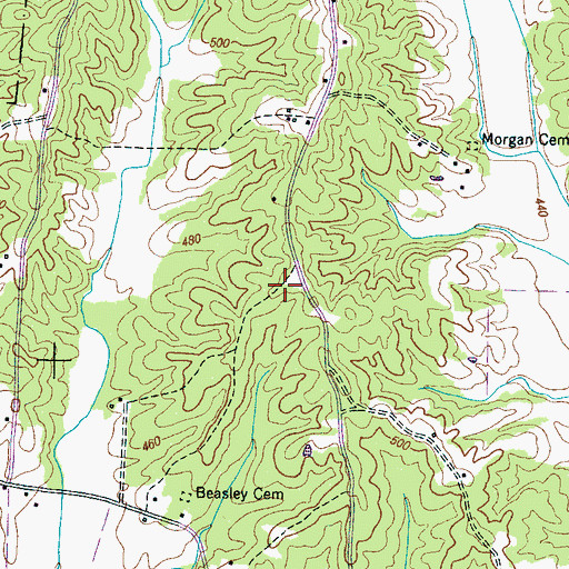 Topographic Map of Poplar Springs School, TN