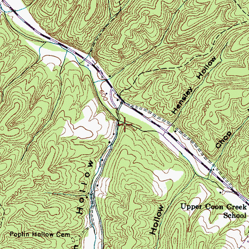 Topographic Map of Poplin Hollow, TN