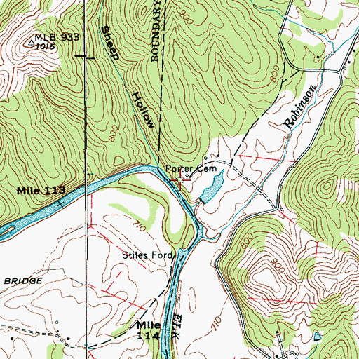 Topographic Map of Porter Cemetery, TN
