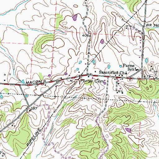 Topographic Map of Porter Cemetery, TN