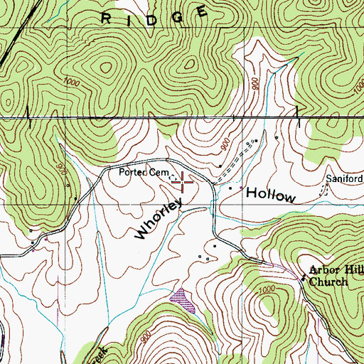 Topographic Map of Porter Cemetery, TN