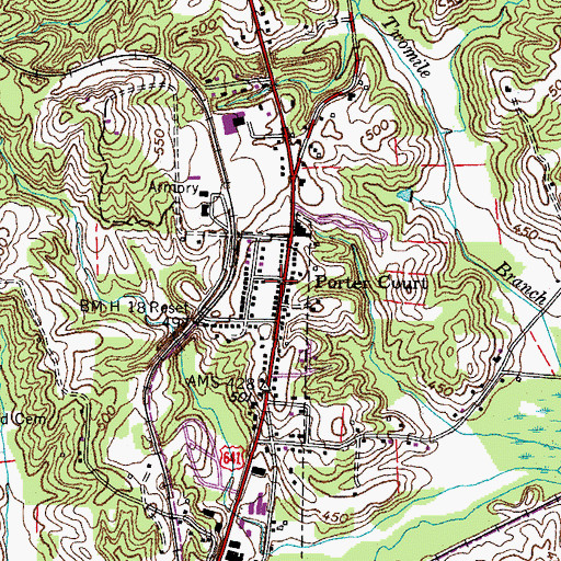 Topographic Map of Porter Court, TN