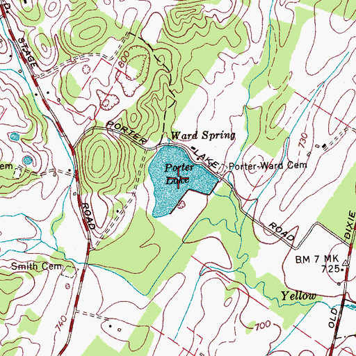 Topographic Map of Porter Lake, TN