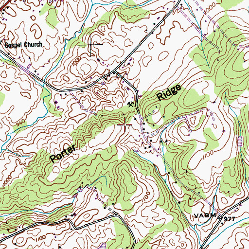 Topographic Map of Porter Ridge, TN