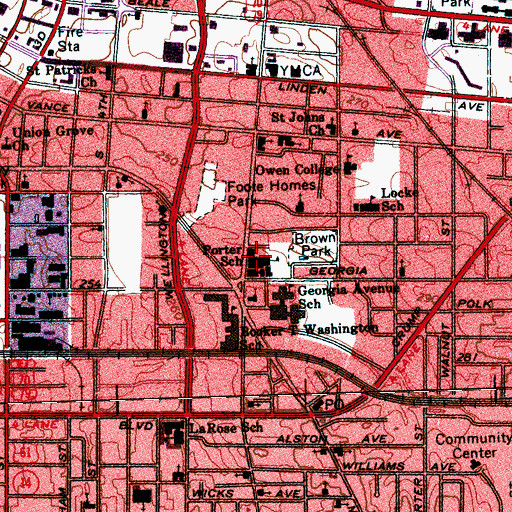 Topographic Map of Porter School, TN