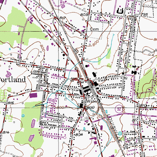 Topographic Map of Portland, TN