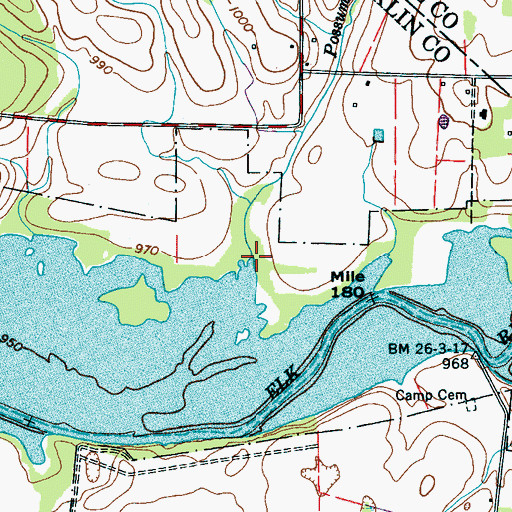 Topographic Map of Possum Branch, TN