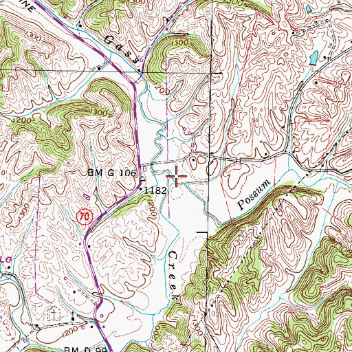 Topographic Map of Possum Creek, TN