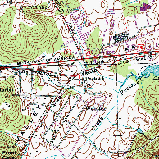 Topographic Map of Post-Oak Valley, TN