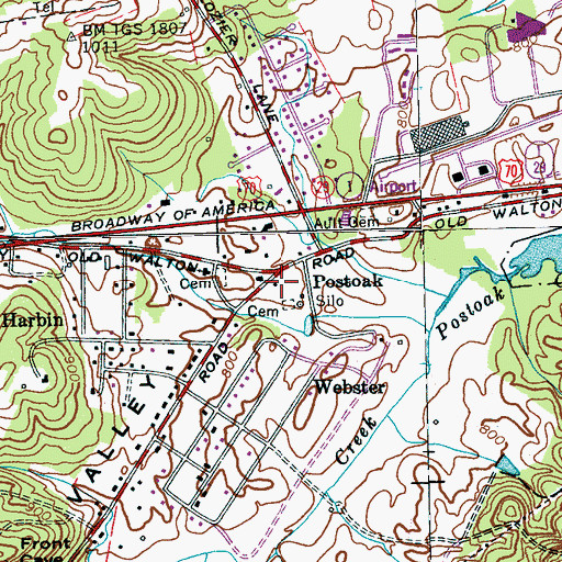 Topographic Map of Postoak, TN