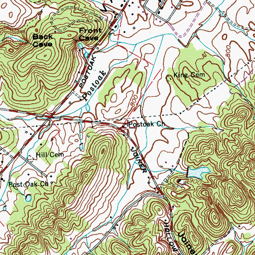 Topographic Map of Postoak Church, TN