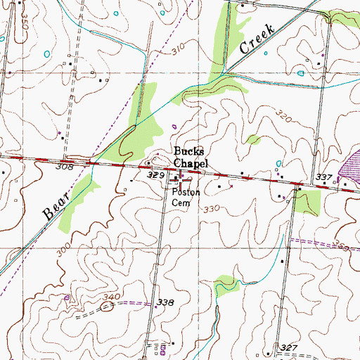 Topographic Map of Poston Cemetery, TN