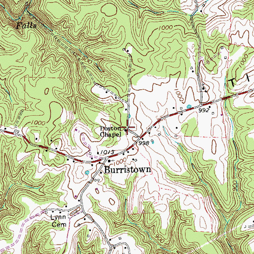 Topographic Map of Poston Chapel, TN