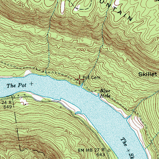 Topographic Map of Pot Cemetery, TN