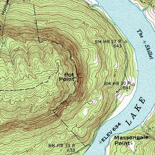 Topographic Map of Pot Point, TN