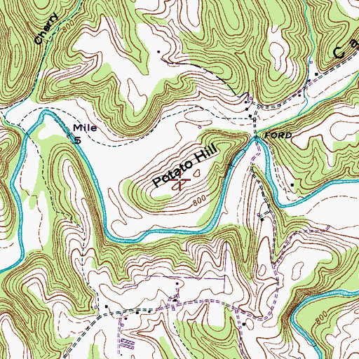 Topographic Map of Potato Hill, TN