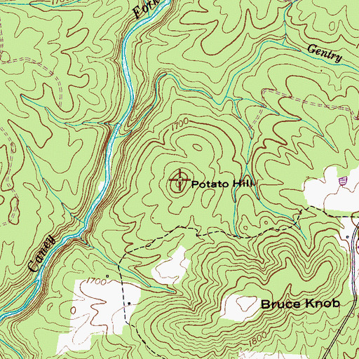 Topographic Map of Potato Hill, TN