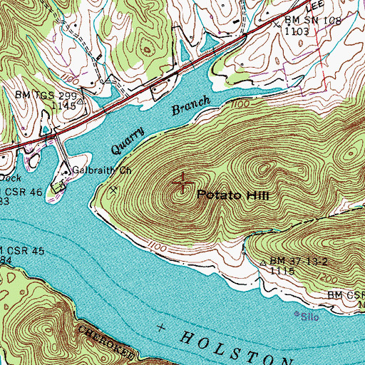 Topographic Map of Potato Hill, TN
