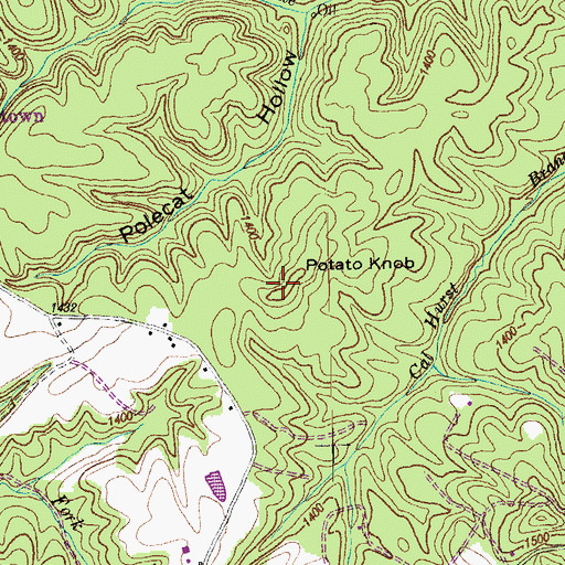 Topographic Map of Potato Knob, TN