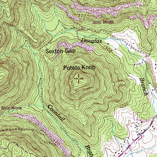 Topographic Map of Potato Knob, TN