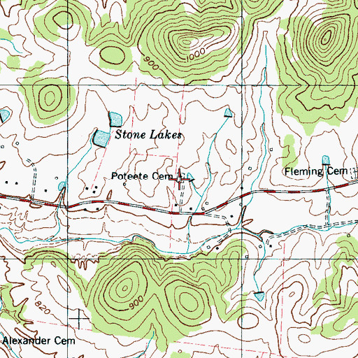 Topographic Map of Poteete Cemetery, TN