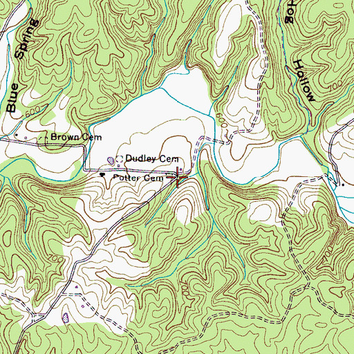 Topographic Map of Potter Cemetery, TN
