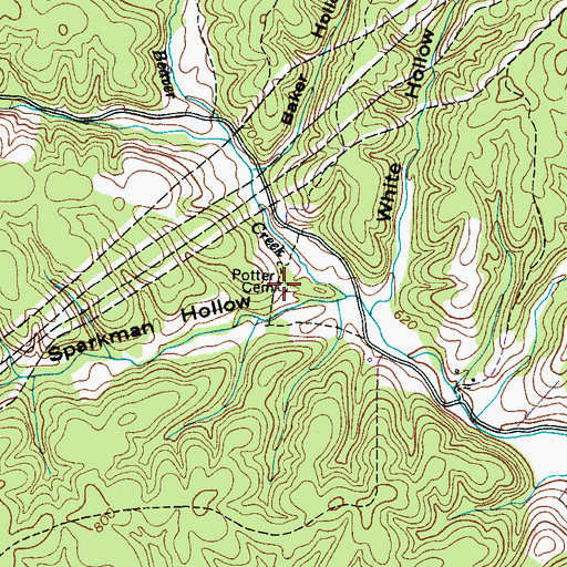 Topographic Map of Potter Cemetery, TN